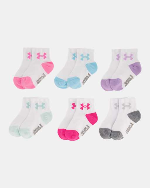 Girls' Infant-Toddler UA Essential Basic 6-Pack Quarter Socks